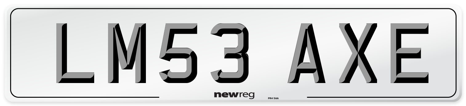 LM53 AXE Number Plate from New Reg